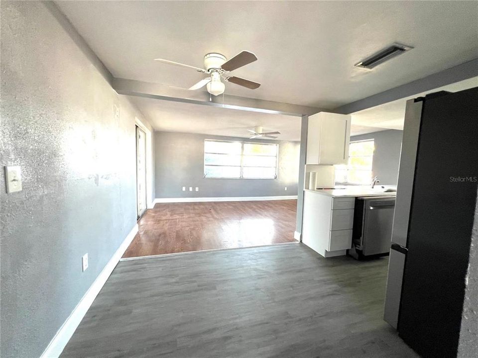 DINING, KITCHEN AND FAMILY ROOM VIEW FROM LIVING ROOM