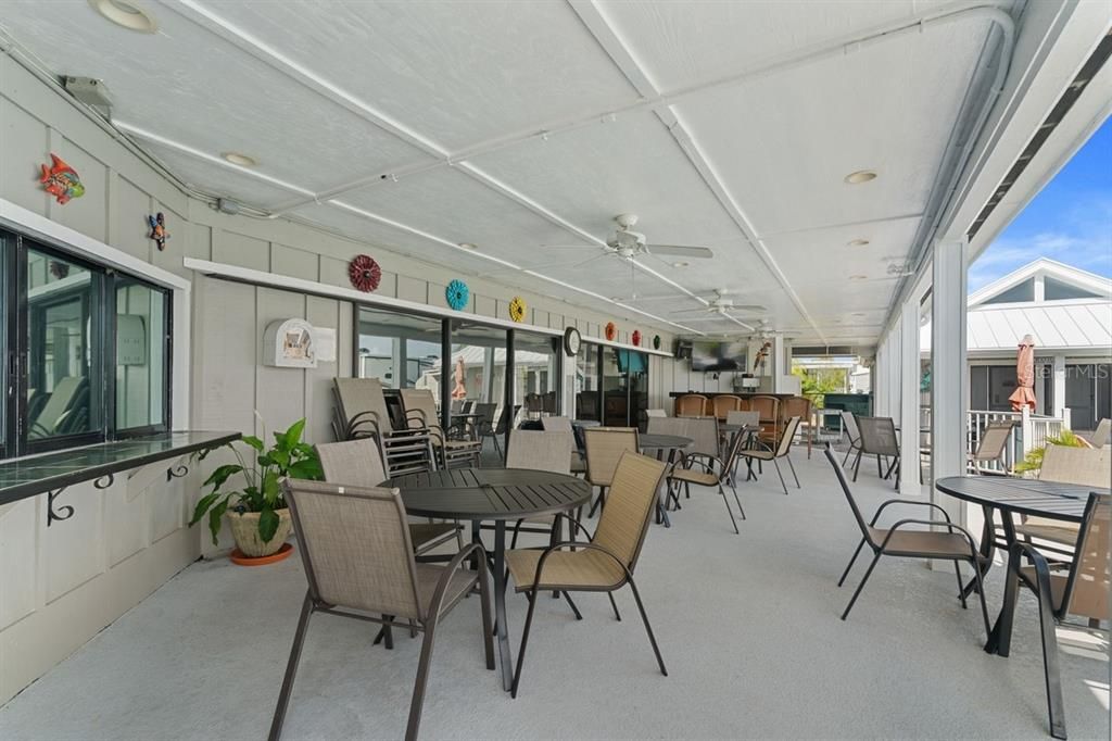 seating area at community pool