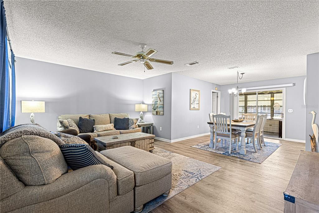 Living room and dining room