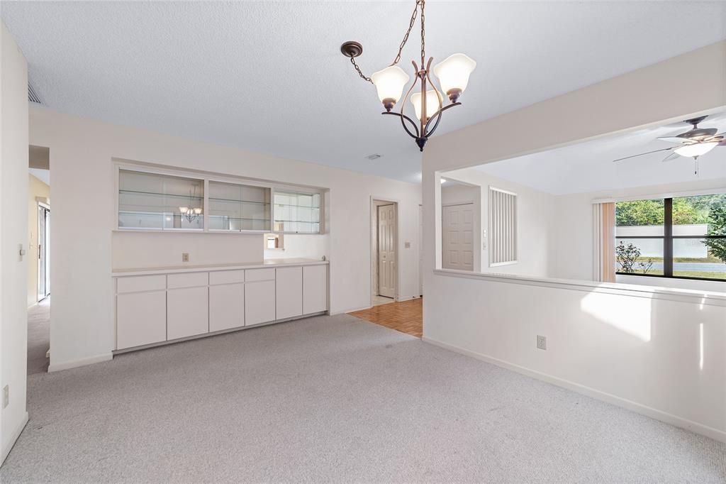 Formal dining area with built in buffet/storage