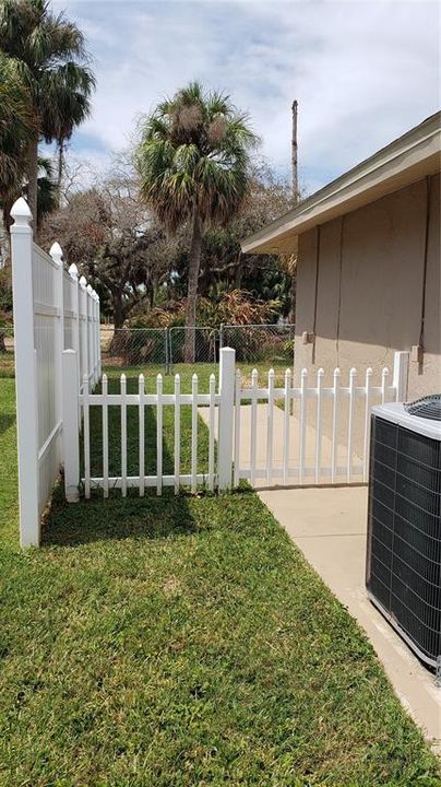 fenced back yard