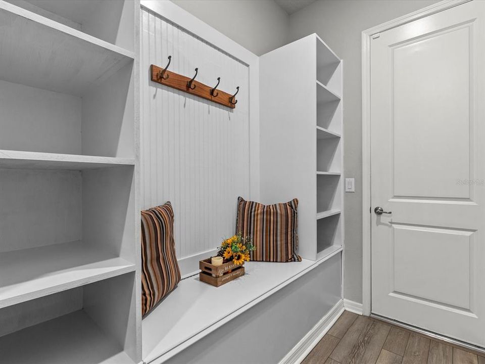 mudroom facing garage exit