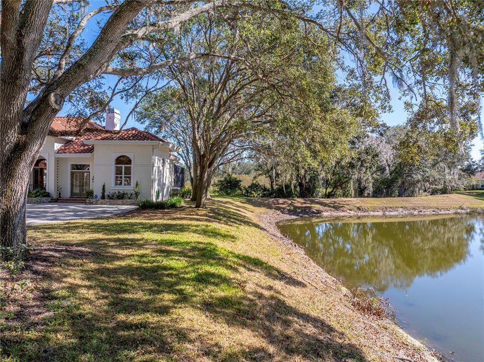 Front view with pond