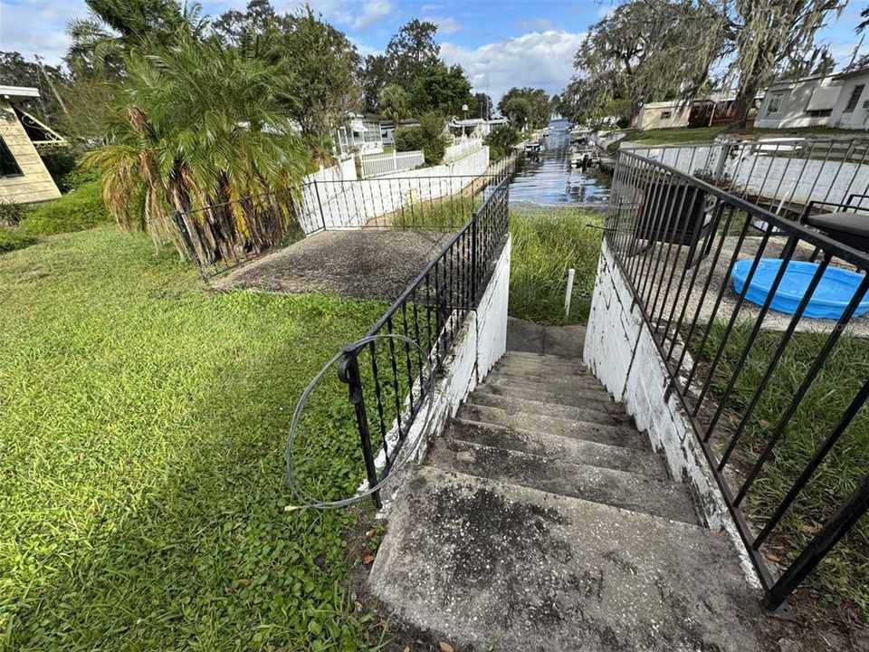 Steps down to seawall and bait room