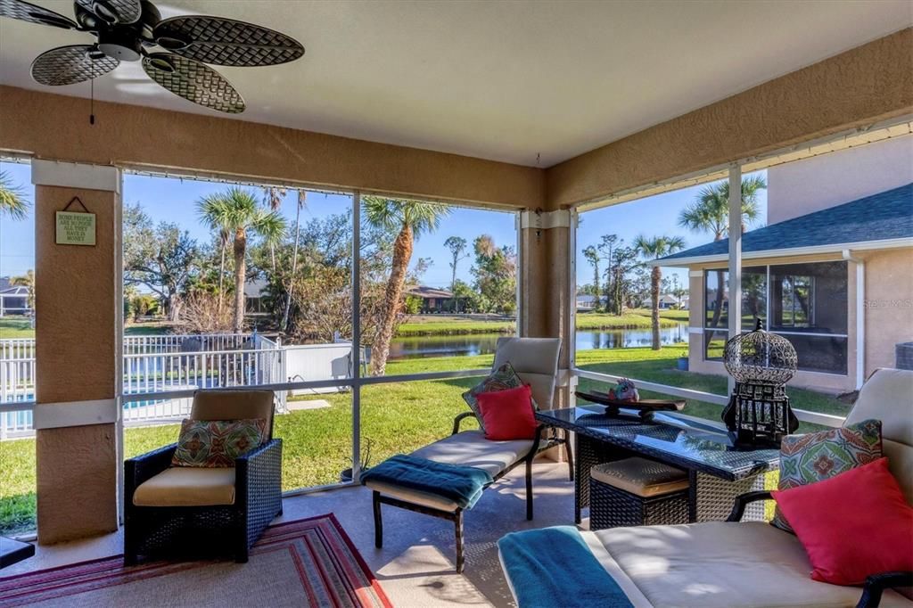 Spacious Lanai with Canal and Pool Views