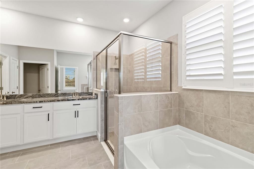 Garden Tub, Stand up Shower, Dual Sinks, Large Walkin Closet and private water closet.