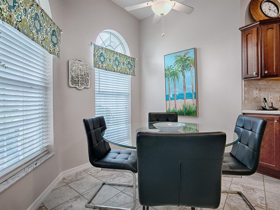 Dinette eat in kitchen with view of front yard