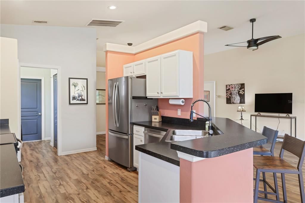 The spacious kitchen makes it easy for multiple people to cook at the same time.