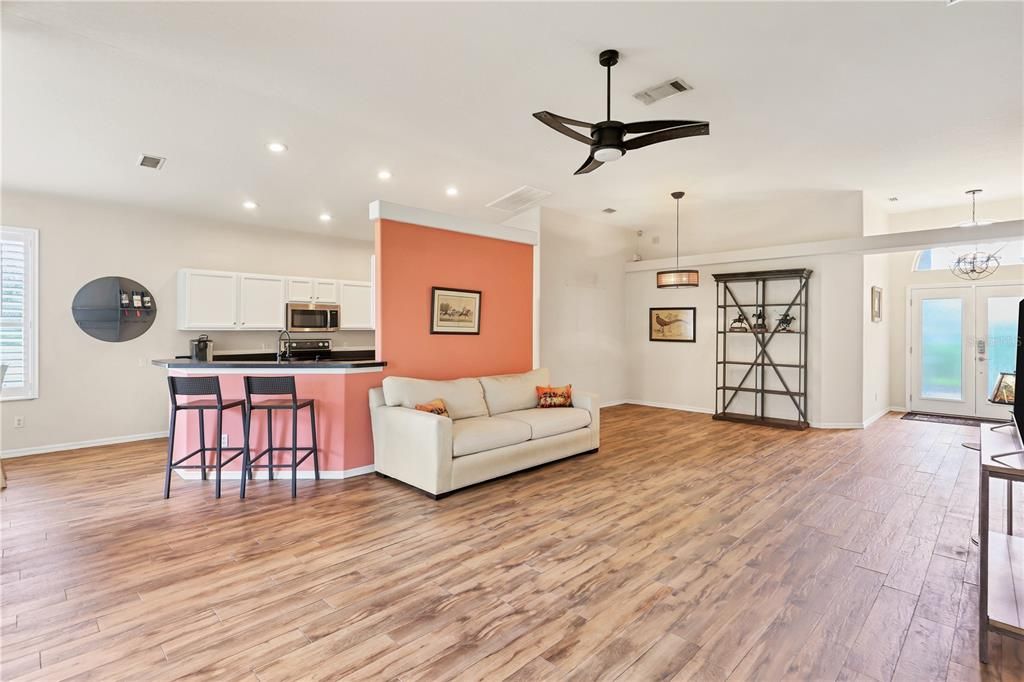 High Ceilings throughout open up this space making it feel huge!