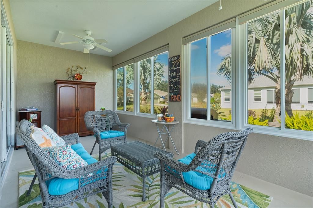 Large Lanai with Windows and Window Treatment