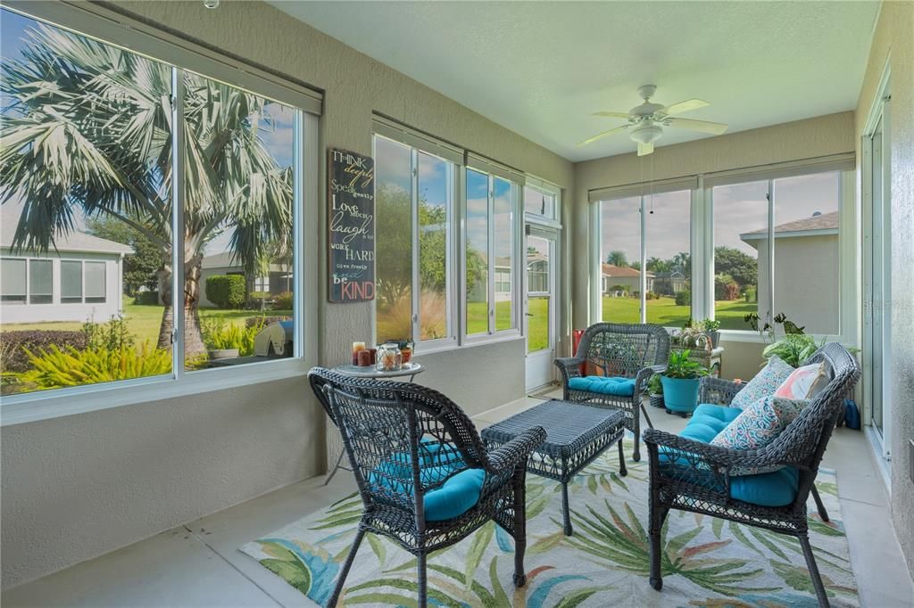 Large Lanai with Windows and Window Treatment