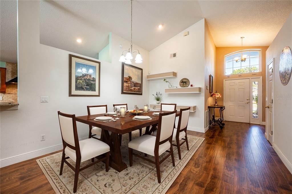 Start your tour in the formal dining space. Virtually Staged.