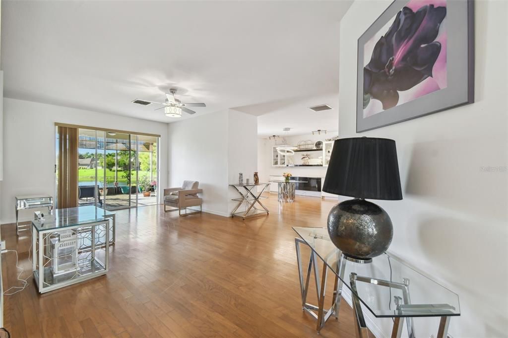 Living room with water view