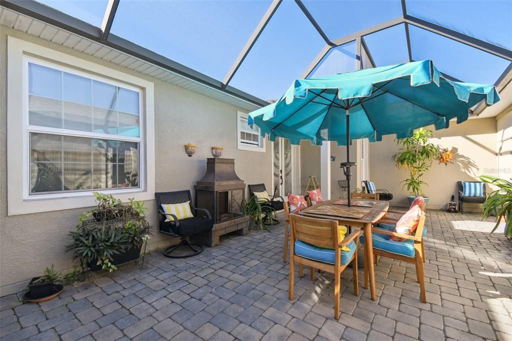 Screened courtyard separating home and casita en-law suite