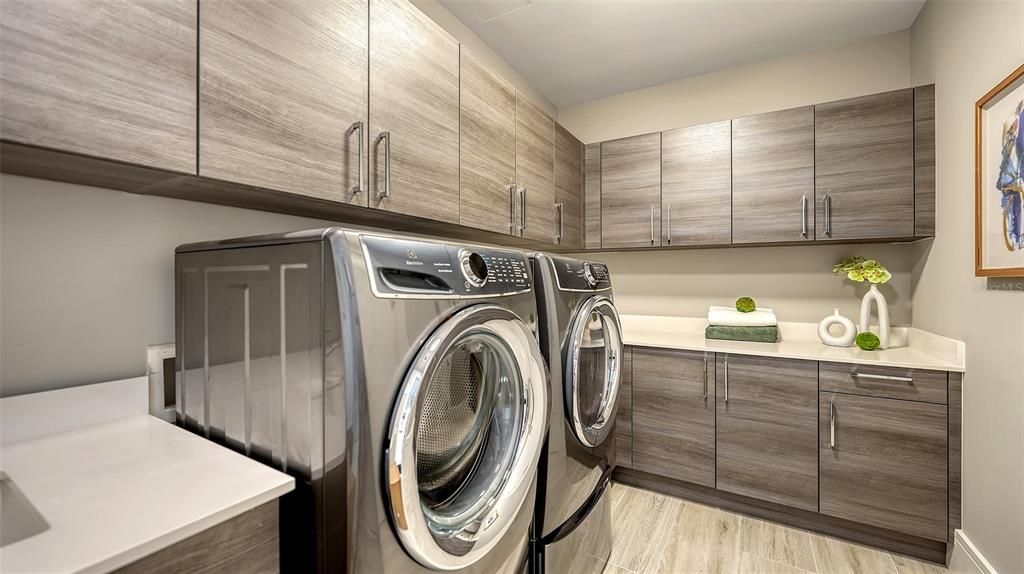 Expansive laundry room and storage