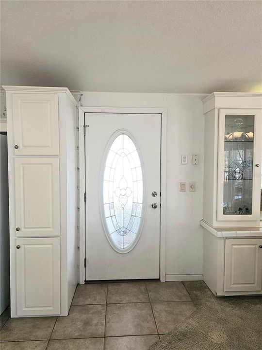 Etched glass entry door