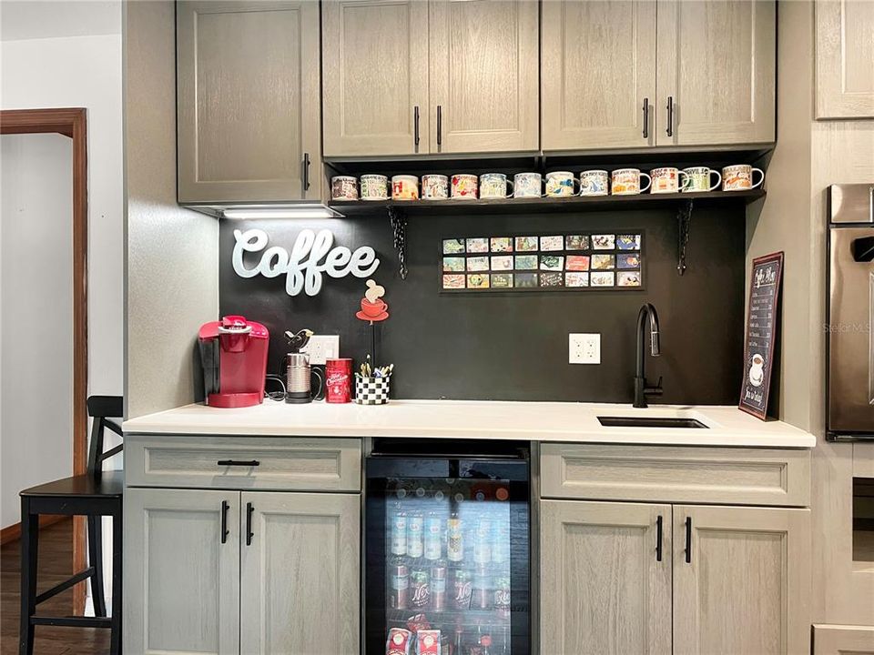 Separate Coffee bar with mini fridge