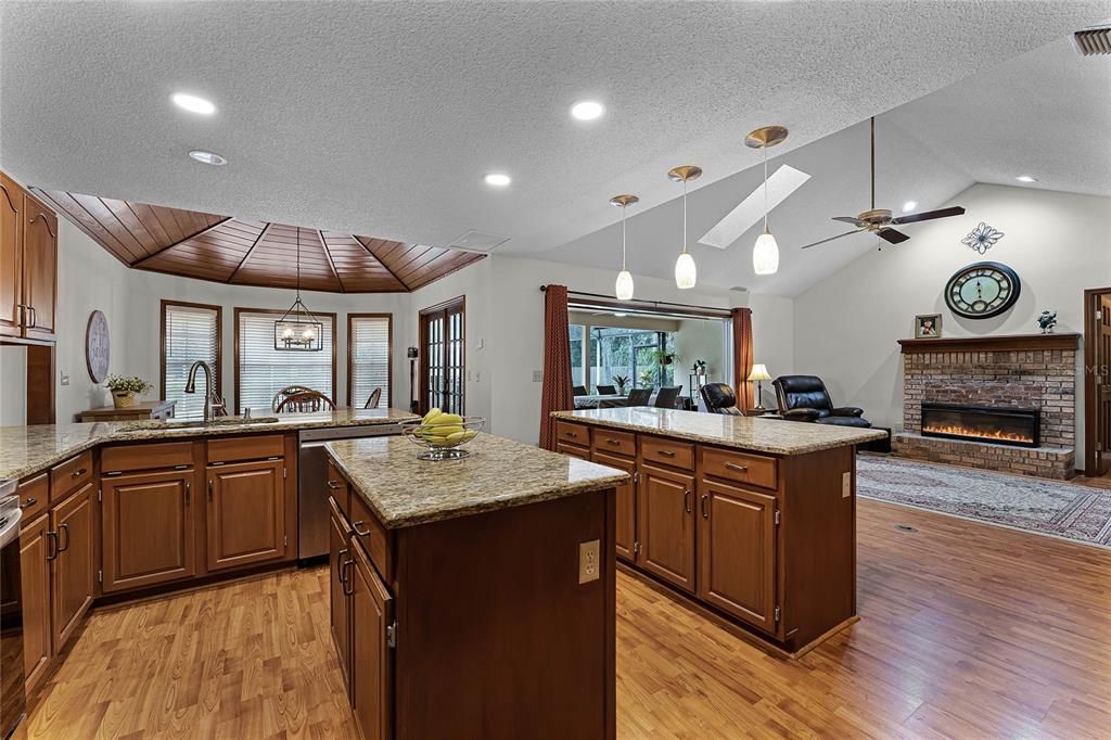 Kitchen with upgraded granite countertops and stainless steel appliances