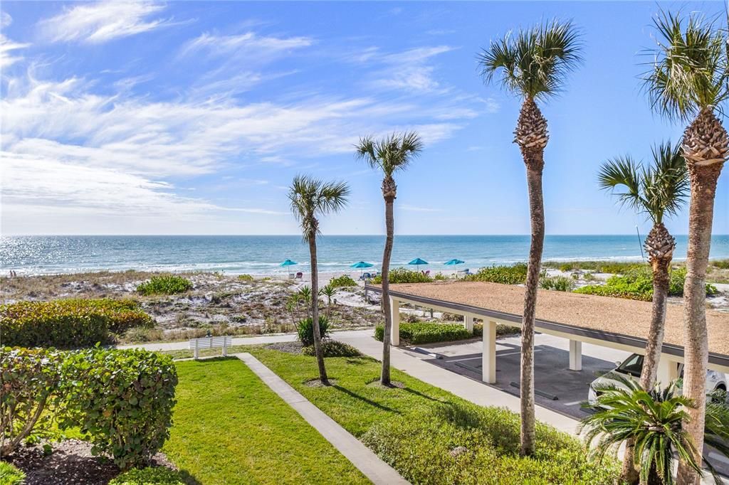 The view from the 2nd floor hallway shows you just how close you are to the gorgeous beach!