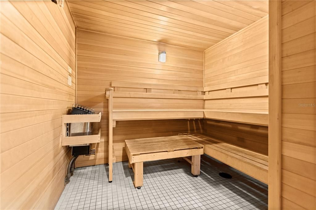 The gym even includes a sauna!