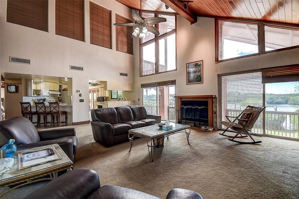 Great room-Kitchen with souring ceilings!