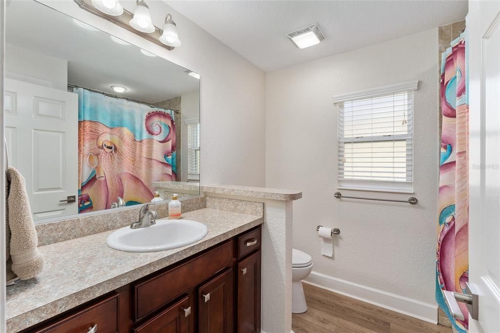 Guest Bath Raised cabinets & Tub/Shower Combo