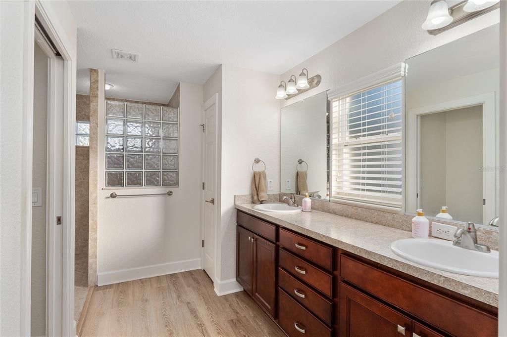 Primary Bath with Plenty Cabinet Space & Linen Closet