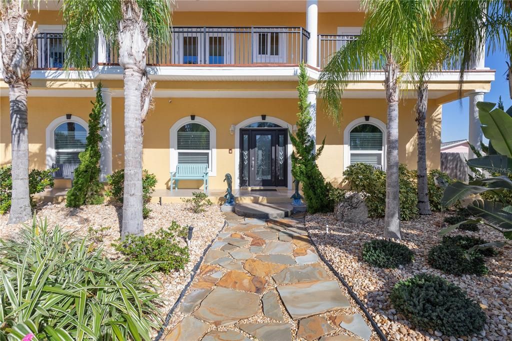 Nice flagstone walkway with a fountain