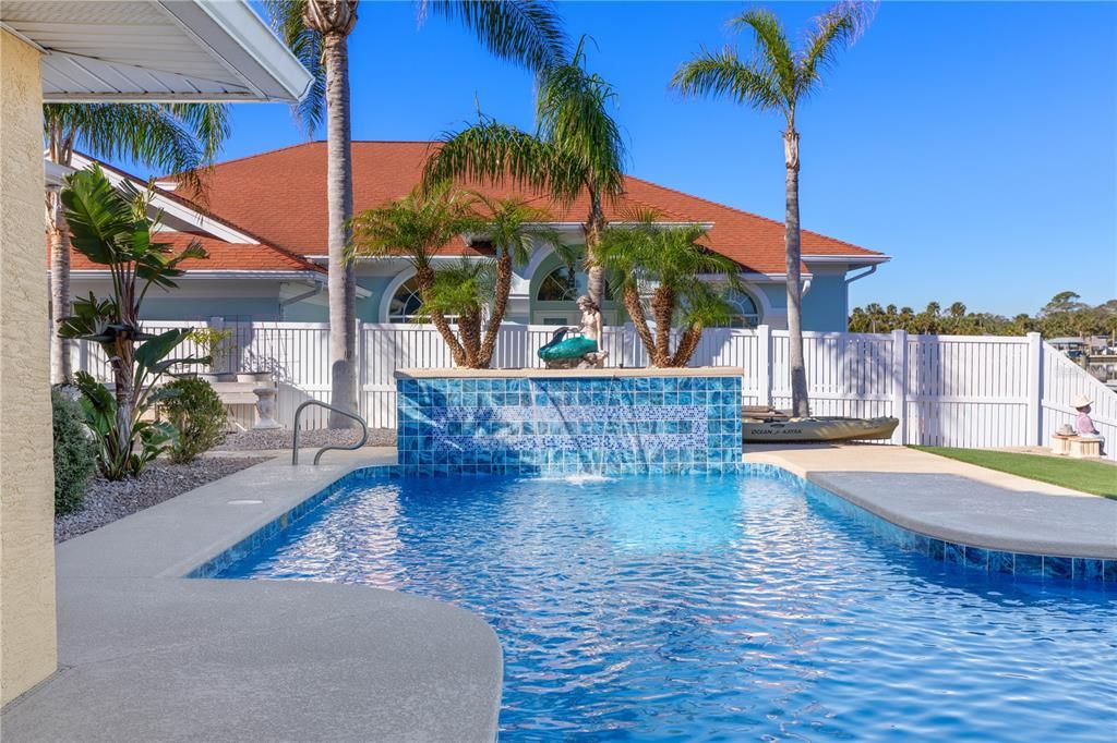 Pool with waterfall