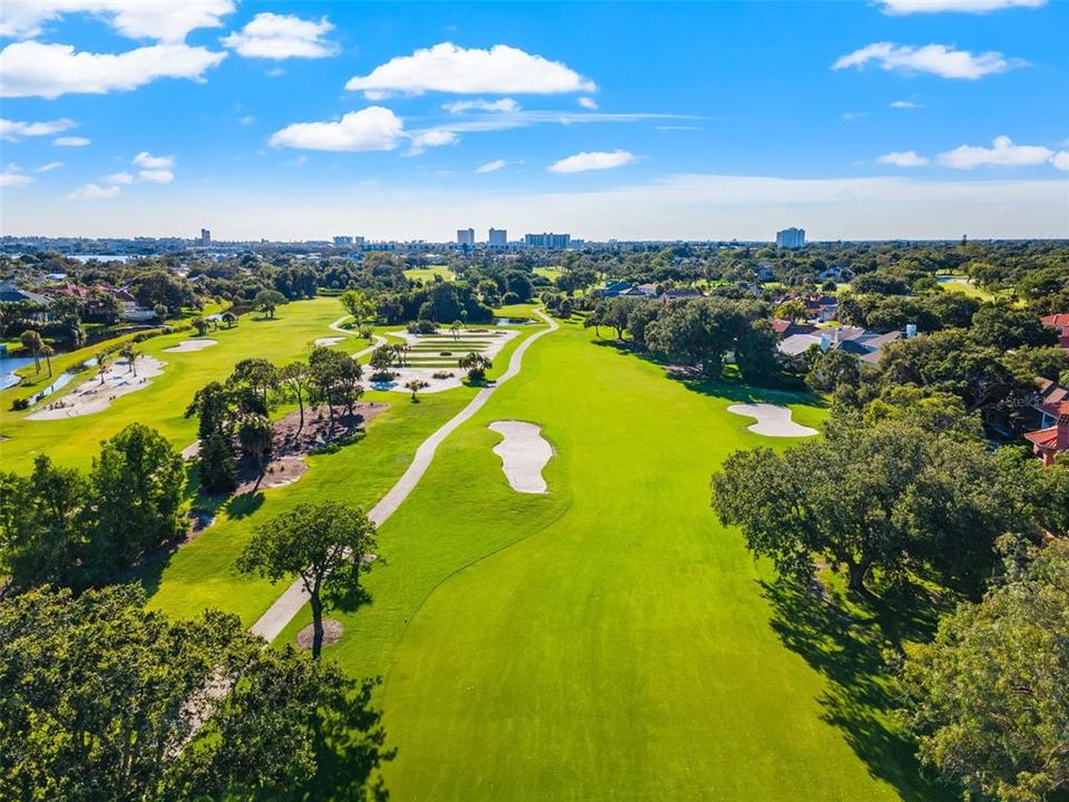 Aerial view of golf course