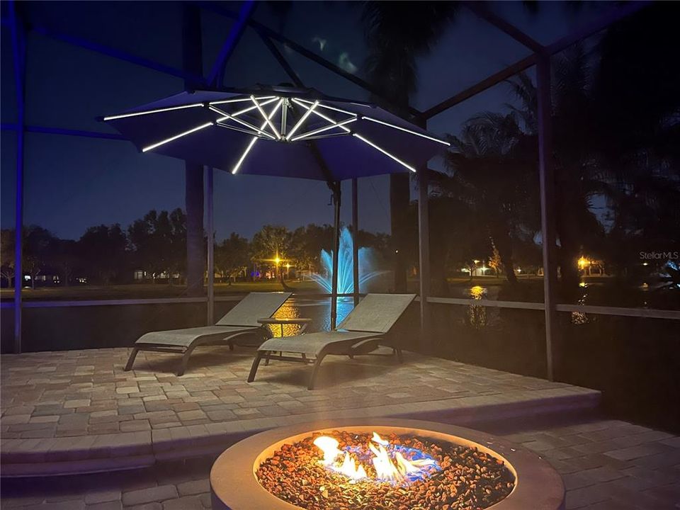 Pool area at night time