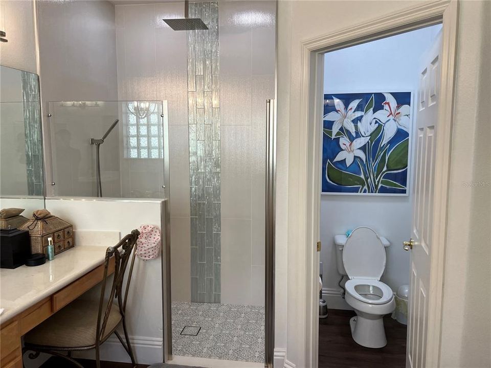 Primary Shower remodeled with Rain Shower