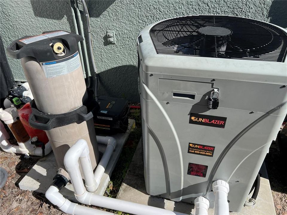 WiFi Variable Speed Pool Pump and Large SunBlazer Pool Heater Both New in 2023