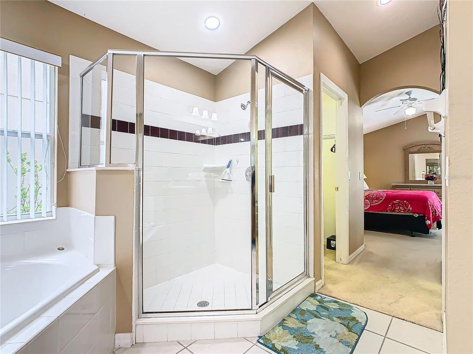 This photo shows the separate shower stall.