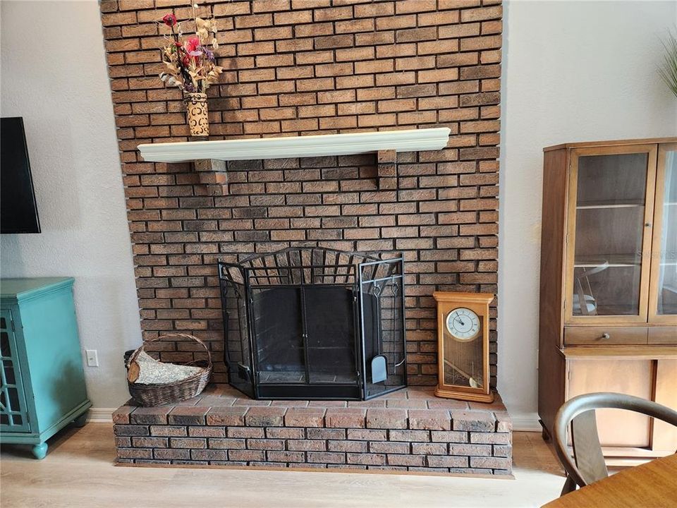 Wood burning fireplace