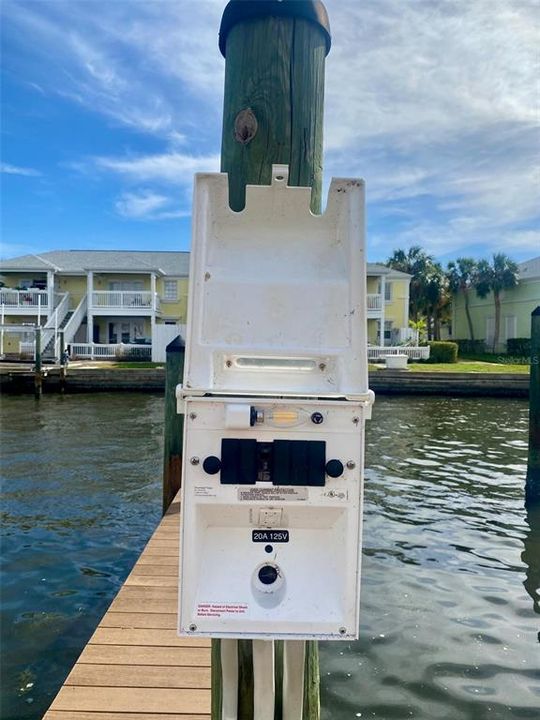 INTERIOR OF POWER BOX -If Buyer has a vessel they will place in the slip that requires use of the specific 30amp shore power, the shore power receptacle can be requested from the association.