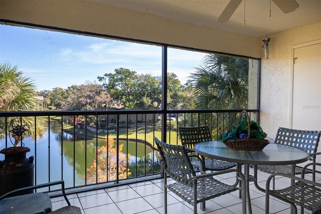 patio with great views and storage