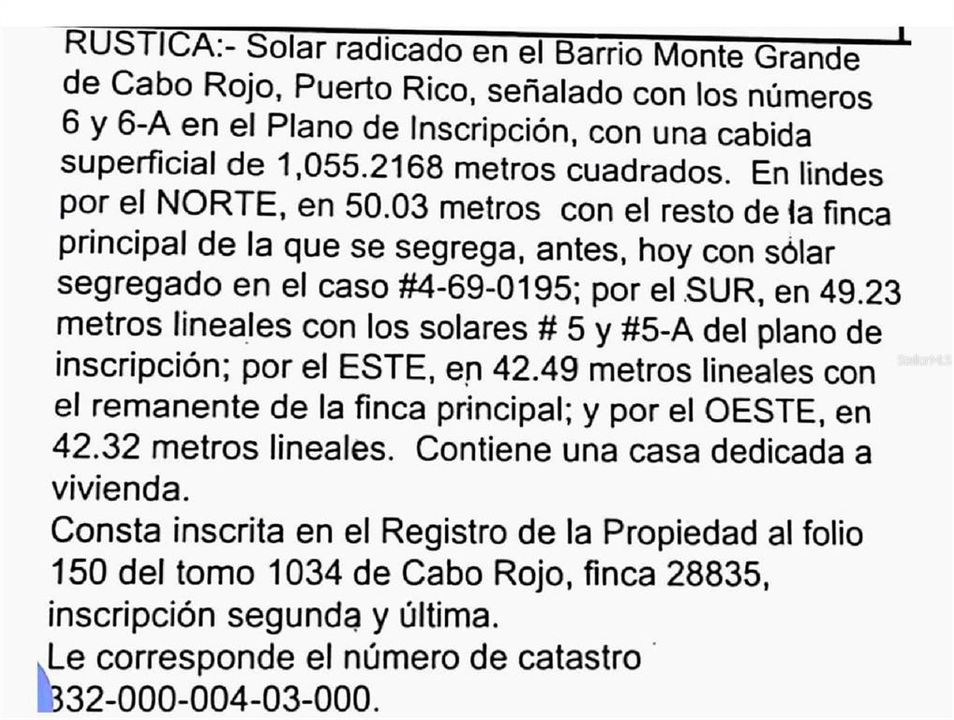 LEGAL DESCRIPTION LOT DATA