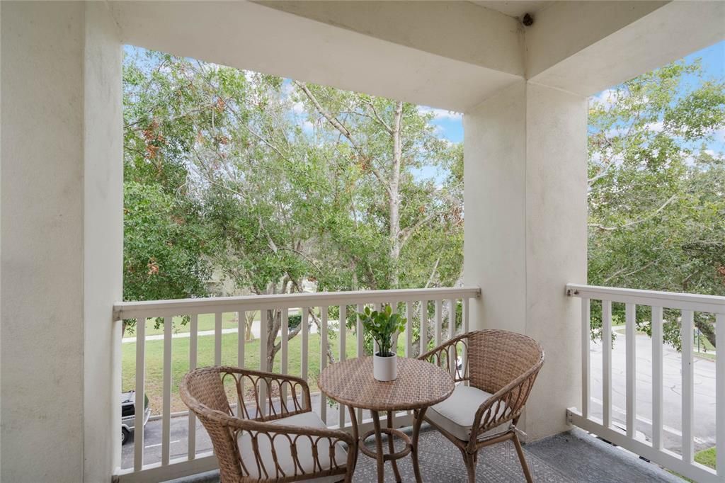 Balcony with a park view