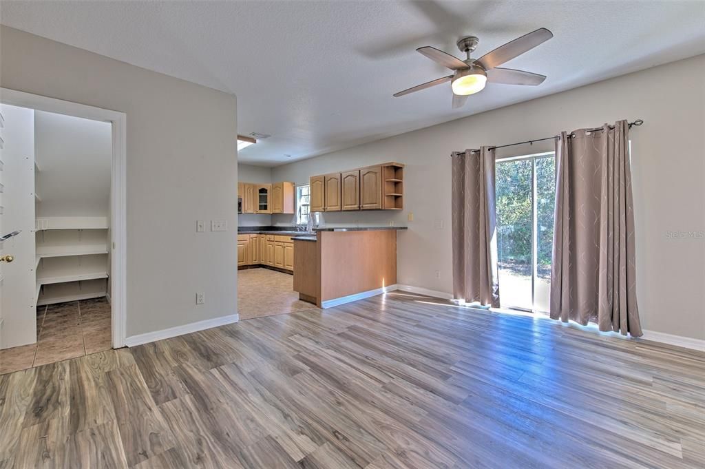 Family Room with under stair storage room