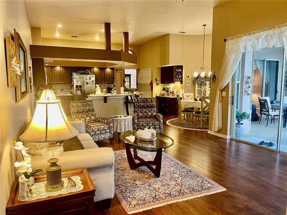 Family room looking towards kitchen and eat-in space