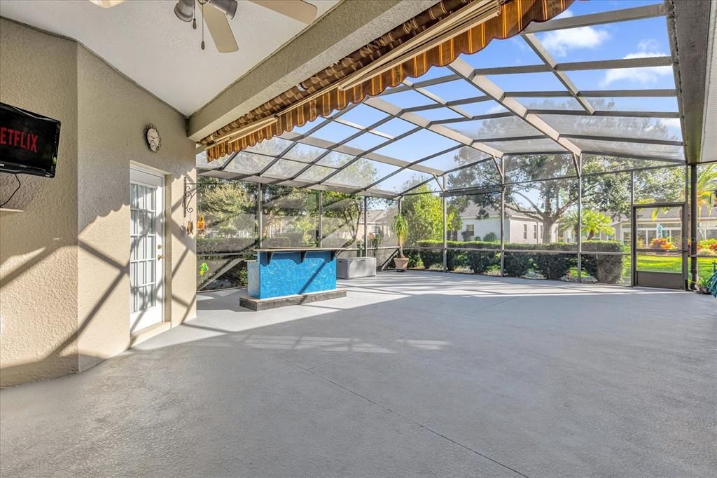 Huge Patio with Partial Covering with Ceiling Fan