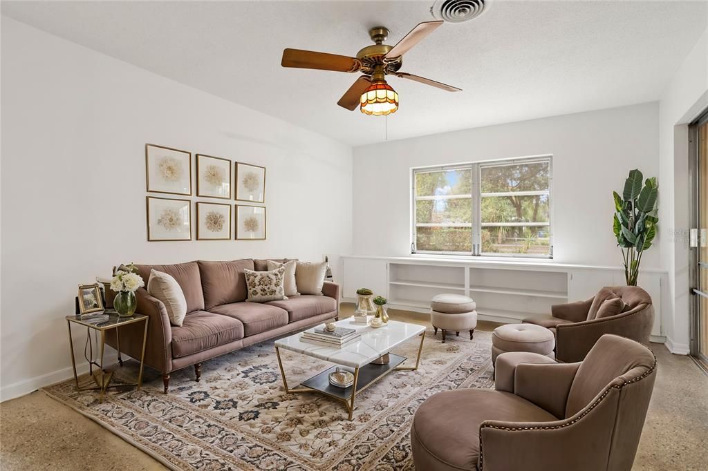 Virtually staged family room