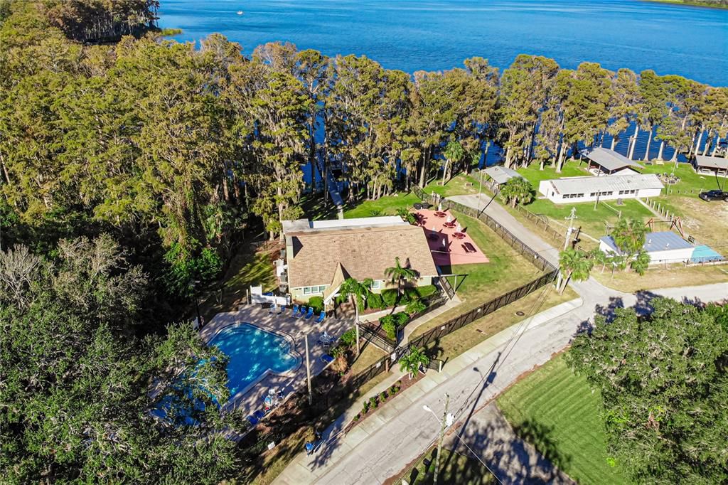 Lake Tarpon Lodge and pool. Free pontoon boat rides for residents.