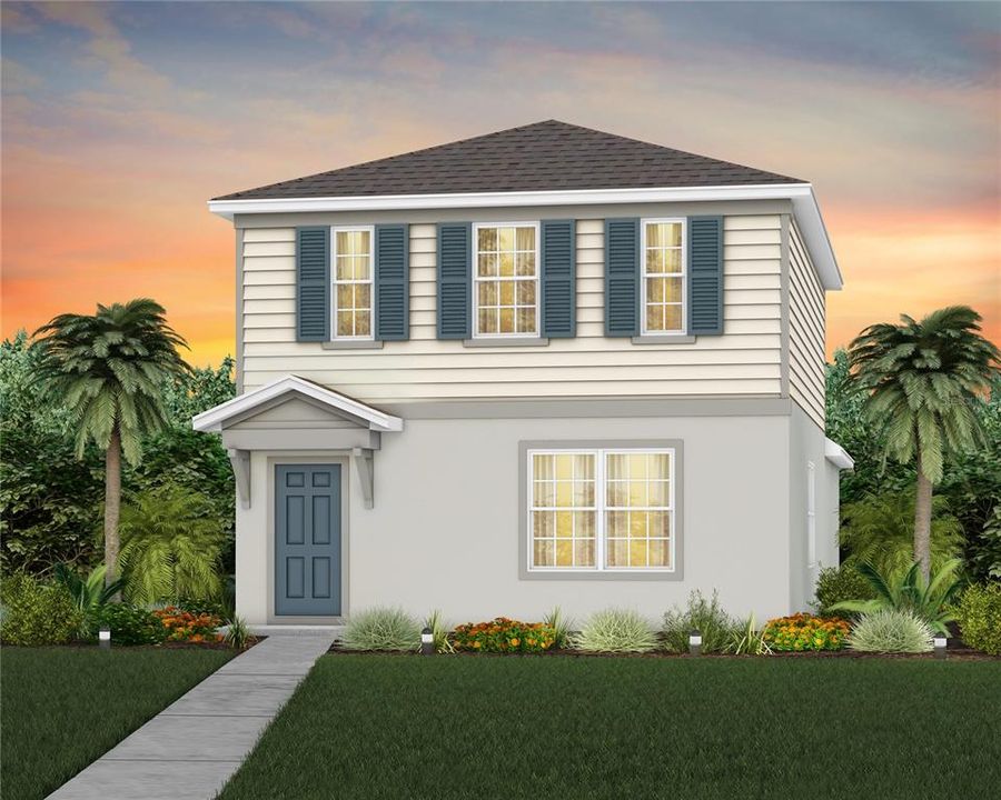 Exterior Design. Artistic rendering for this new construction home. Pictures are for illustrative purposes only. Elevations, colors and options may vary.