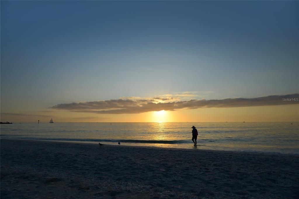 As the Sun Slips Into the Horizon a Solitary Stroll on the Beach