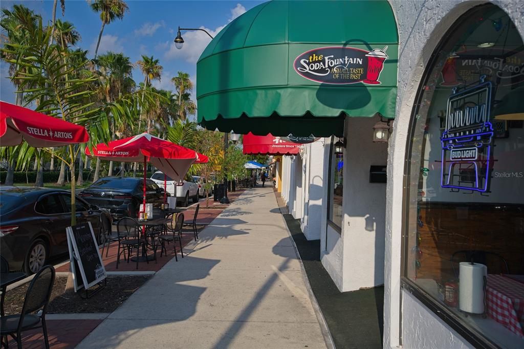 The Soda Fountain and Outdoor Dining on Venice Island