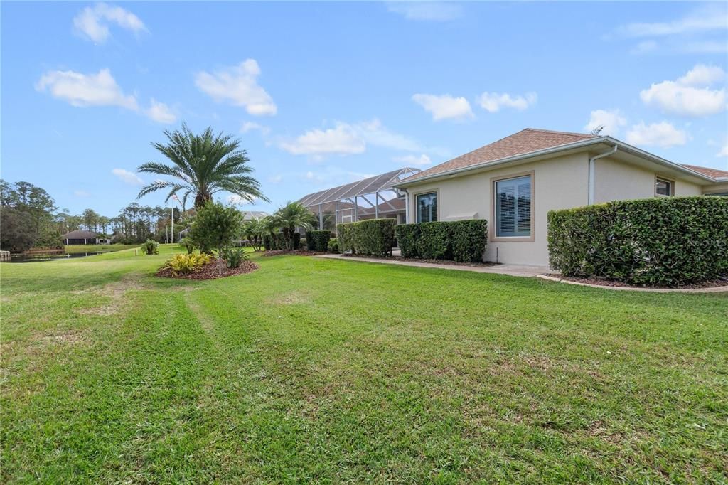 Backyard of Property with Landscaping and Palm Trees