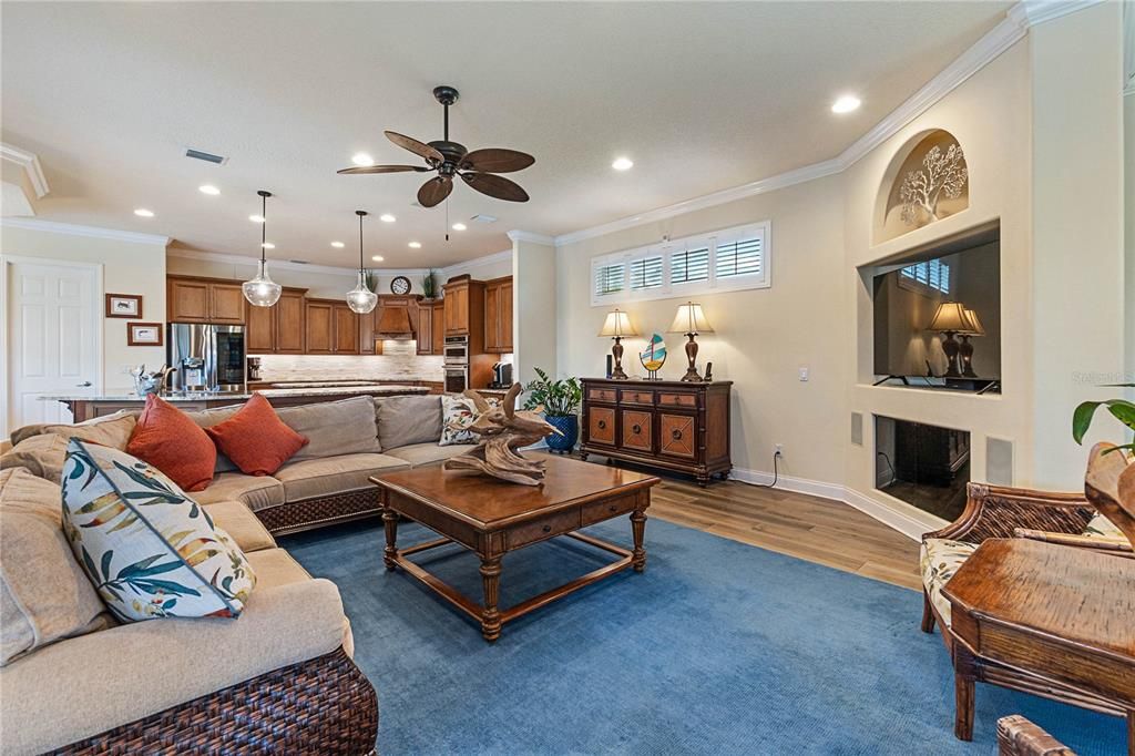 Wood Plank Tile Floors & Transom Windows w/Plantation Shutters