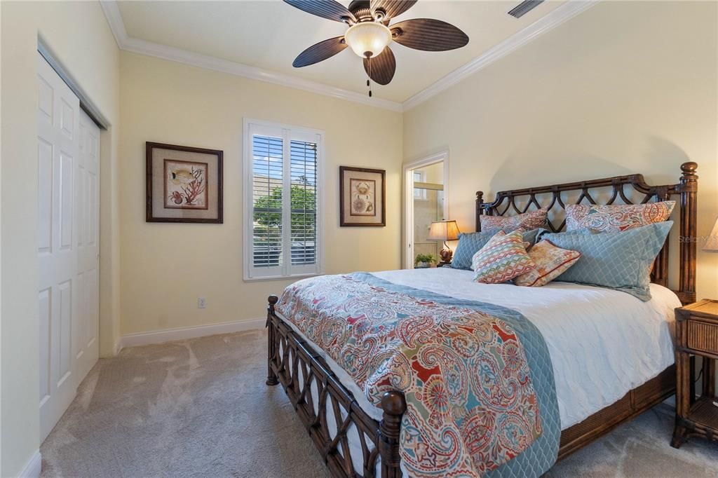 Bedroom 3 w/Crown Molding & Window w/Plantation Shutters